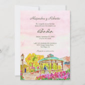 Spanische Wasserfarbe Altstadt Kiosk Mexiko Hochze Einladung (Vorderseite)