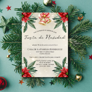 Spanische Weihnachts-Poinsettien-Feier Einladung