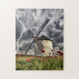 Spanische Windmühle im Sturm Puzzle