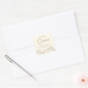 Spanische Zwillinge Fiesta de Quince Champagner Bo Quadratischer Aufkleber