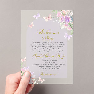 Spanischer Acrylquinceñera Acryleinladungen