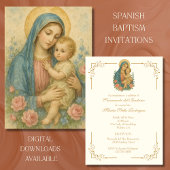 SPANISCHER BAPTISMUS MARY BABY JESUS CHRISTENENING EINLADUNG