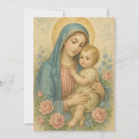 SPANISCHER BAPTISMUS MARY BABY JESUS CHRISTENENING EINLADUNG (Vorderseite)