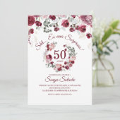 Spanischer Blush und Burgund Sorpresa Geburtstag Einladung (Stehend Vorderseite)