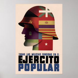 Spanischer Bürgerkrieg Plakat Alle Kräfte vereint 