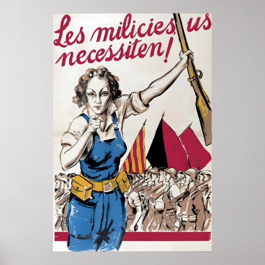 Spanischer Bürgerkrieg Plakat Die Milizen brauchen (Vorne)