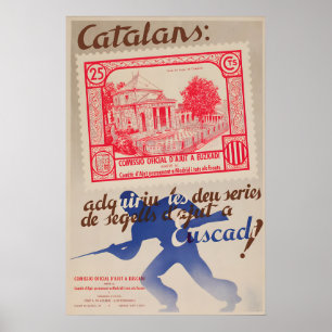 Spanischer Bürgerkrieg Plakat Katalonien Baskische