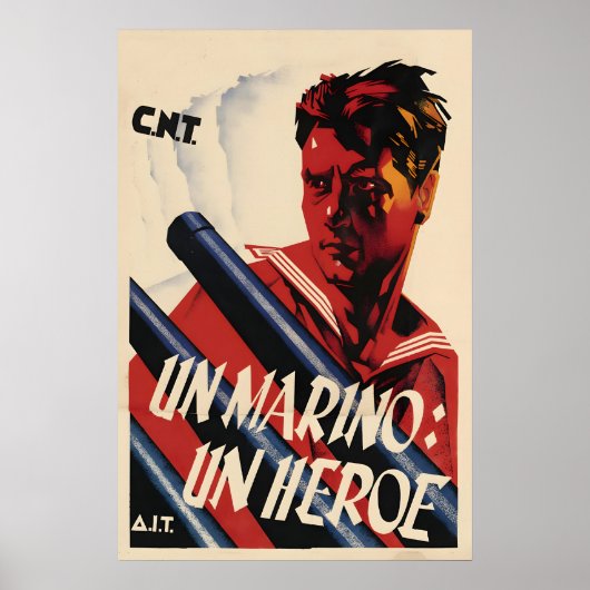 Spanischer Bürgerkrieg Poster CNT Ein Matrose Ein  (Vorne)