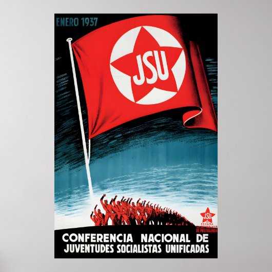 Spanischer Bürgerkrieg Propagandaplakat JSU Sozial Poster (Vorne)