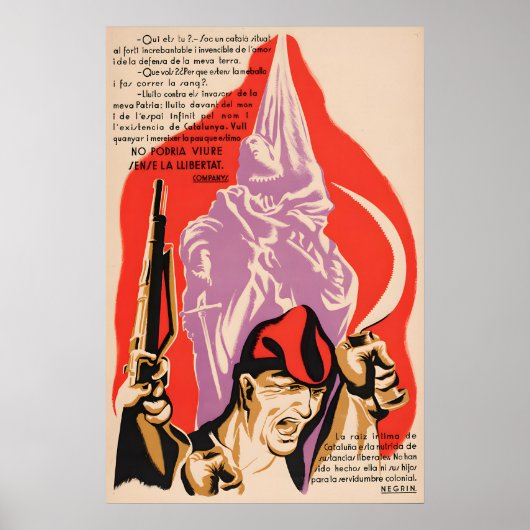 Spanischer Bürgerkriegsplakat Ohne das könnte ich Poster (Vorne)