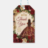 Spanischer Burgund floraler Rustikaler Holz Mis Qu Geschenkanhänger (Vorderseite)