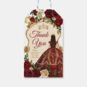 Spanischer Burgund floraler Rustikaler Holz Mis Qu Geschenkanhänger (Rückseite)