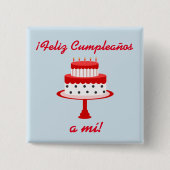 Spanischer Button "Feliz cumpleaños" "Happy Birthd (Vorderseite)