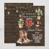 Spanischer Cowboy Cactus Christmas 50 Años Geburts Einladung (Vorne/Hinten)