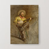 Spanischer Cowboy singt mit Banjo Trail Song Button (Vorderseite)