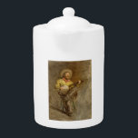 Spanischer Cowboy und Banjo Playing Trail Song<br><div class="desc">Das Lagerfeuer knisterte und warf tanzende Schatten über die Gesichter der müden Reisenden. Als die Sonne unter den Horizont fiel und den Himmel in orangen und lila Farbtönen malte, tauchte aus der Dämmerung eine einzige Figur auf. Ein spanischer Cowboy, dessen Gesicht von Sonne und Wind übersät wurde, saß auf einem...</div>