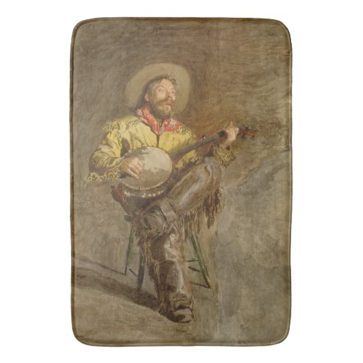 Spanischer Cowboy und Banjo Playing Trail Song Badematte (Vorderseite Vertikal)