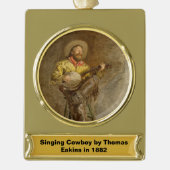 Spanischer Cowboy und Banjo Playing Trail Song Banner-Ornament Gold (Vorderseite)