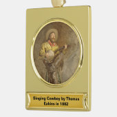 Spanischer Cowboy und Banjo Playing Trail Song Banner-Ornament Gold (Links)