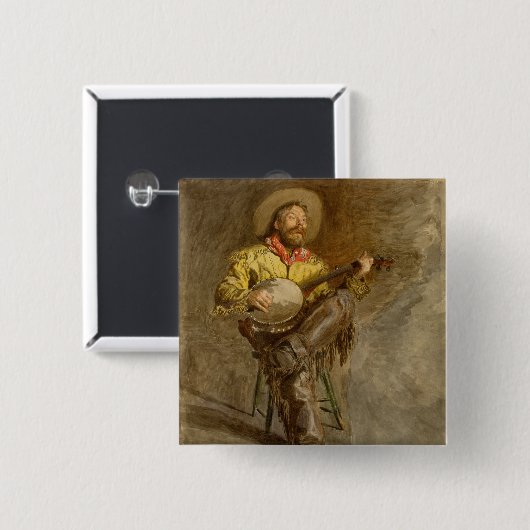 Spanischer Cowboy und Banjo Playing Trail Song Button (Vorne & Hinten)