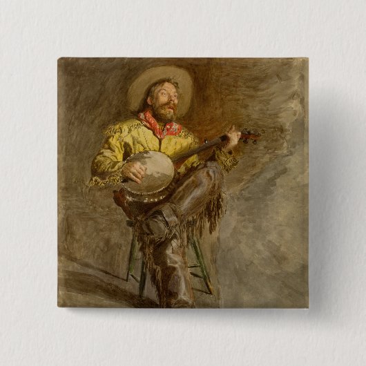 Spanischer Cowboy und Banjo Playing Trail Song Button (Vorderseite)