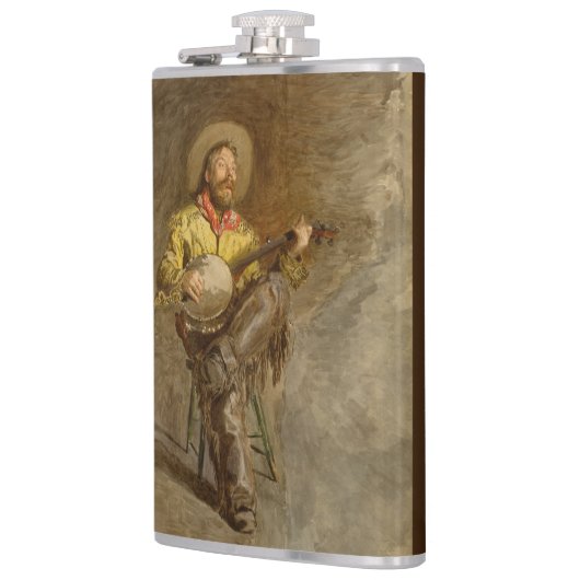 Spanischer Cowboy und Banjo Playing Trail Song Flachmann (Links)