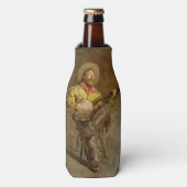 Spanischer Cowboy und Banjo Playing Trail Song Flaschenkühler (Flaschenvorderseite)