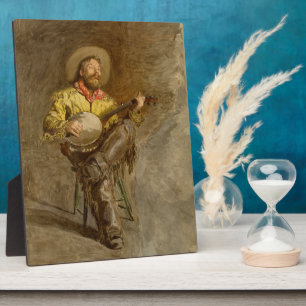 Spanischer Cowboy und Banjo Playing Trail Song Fotoplatte