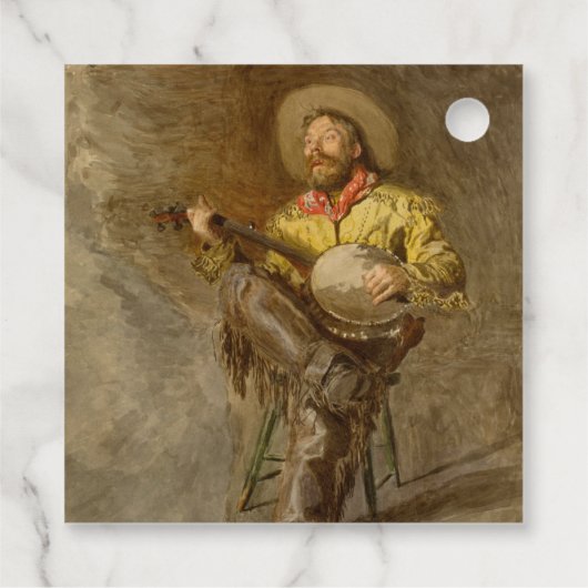 Spanischer Cowboy und Banjo Playing Trail Song Geschenkanhänger (Rückseite)