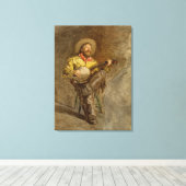 Spanischer Cowboy und Banjo Playing Trail Song Leinwanddruck (Insitu (Holzboden))