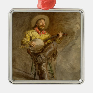 Spanischer Cowboy und Banjo Playing Trail Song Ornament Aus Metall