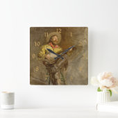 Spanischer Cowboy und Banjo Playing Trail Song Quadratische Wanduhr (Zuhause)