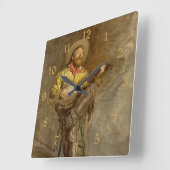 Spanischer Cowboy und Banjo Playing Trail Song Quadratische Wanduhr (Winkel)
