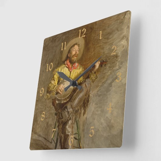 Spanischer Cowboy und Banjo Playing Trail Song Quadratische Wanduhr (Winkel)