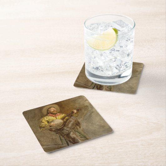 Spanischer Cowboy und Banjo Playing Trail Song Rechteckiger Pappuntersetzer (Vor Ort)