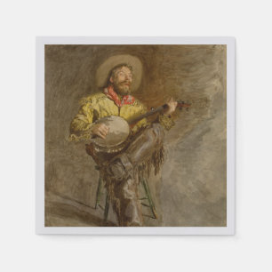 Spanischer Cowboy und Banjo Playing Trail Song Serviette