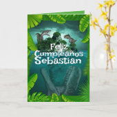 Spanischer Dinosaurier-Dschungel für Jungen zum Ge Karte (Gelbe Blume)