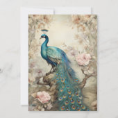 Spanischer Elegant Golden Blue Peacock 100. Geburt Einladung (Rückseite)