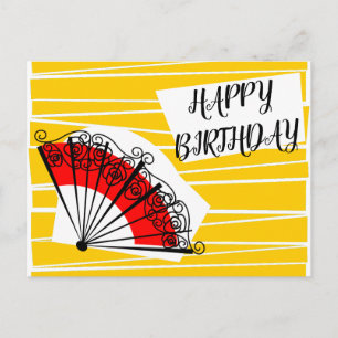 Spanischer Fächer Geburtstag Postkarte Querformat