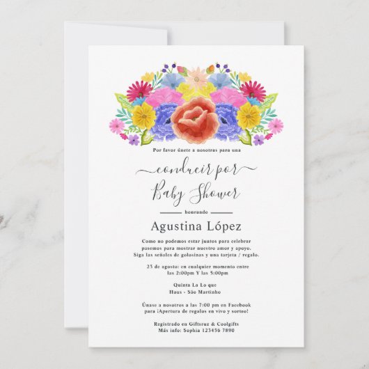 Spanischer Fiesta-Flora-Drive mit Dusche Einladung (Vorderseite)