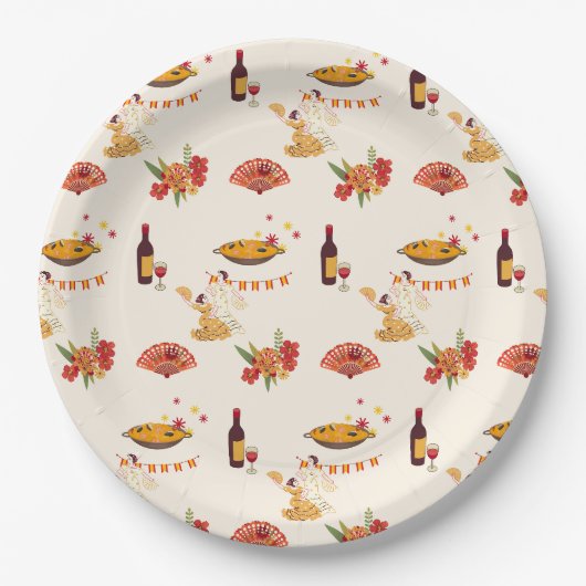 Spanischer Fiesta-Stil Pappteller (Vorderseite)