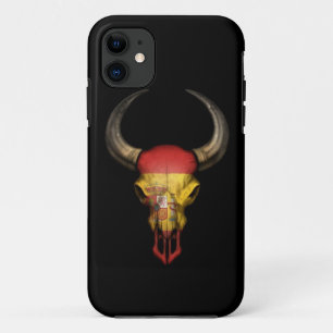 Spanischer Flaggen-Stier-Schädel auf Schwarzem Case-Mate iPhone Hülle