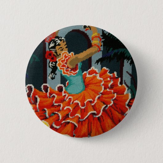 Spanischer Flamenco-Tänzer-Aufkleber Button (Vorderseite)