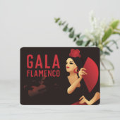 Spanischer Flamenco-Tänzer mit schwarz und rot gef Einladung (Stehend Vorderseite)