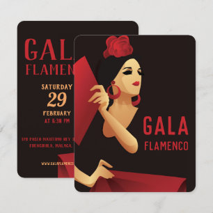 Spanischer Flamenco-Tänzer mit schwarz und rot gef Einladung