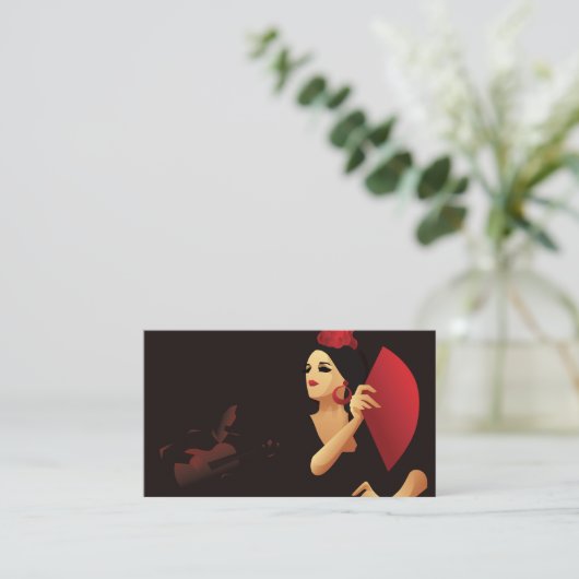 Spanischer Flamenco-Tänzer mit schwarz und rot gef Visitenkarte (Stehend Vorderseite)