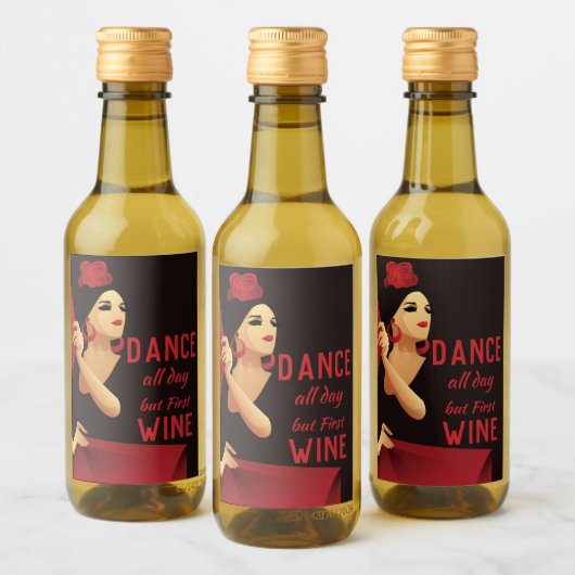 Spanischer Flamenco-Tänzer mit schwarz und rot gef Weinetikett (Flaschen)