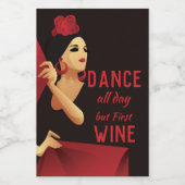 Spanischer Flamenco-Tänzer mit schwarz und rot gef Weinetikett (Einzelnes Label)