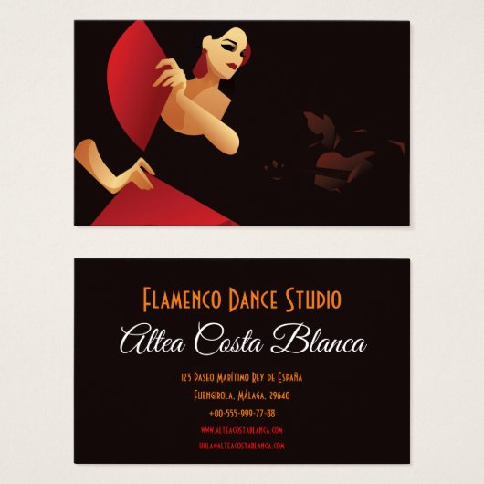 Spanischer Flamenco-Tänzer mit Ventilator, schwarz (Vorne & Hinten)