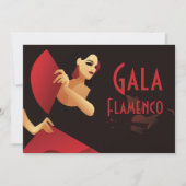 Spanischer Flamenco-Tänzer mit Ventilator, schwarz Einladung (Vorderseite)